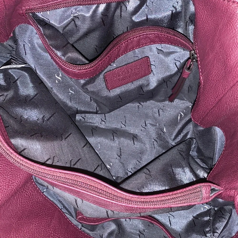 Simply Vera Wang double handle plum vegan hobo satchel purse bag CLEAN! EUC